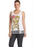 Blusa Bata com Renda e Estampa de Caveira Branca